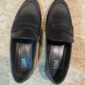 Ana Women’s Black Penny Loafers 8.5M Slip-On Business Casual Dark Academia